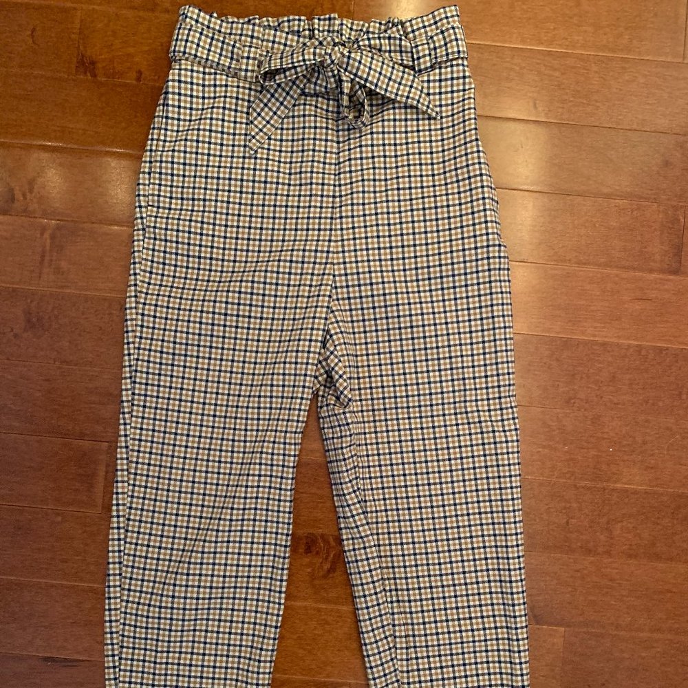 H&M Paper Bag Plaid Trousers/Work Pants